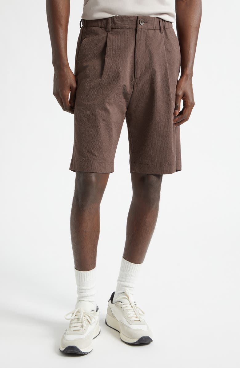 Herno Seersucker Bermuda Shorts, Main, color, 8800 Chocolate
