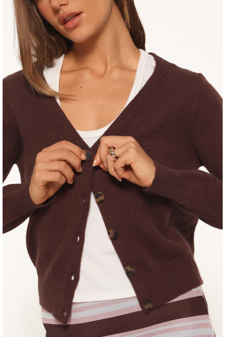 Veniza V-Neck Cardigan, Alternate, color, BROWN
