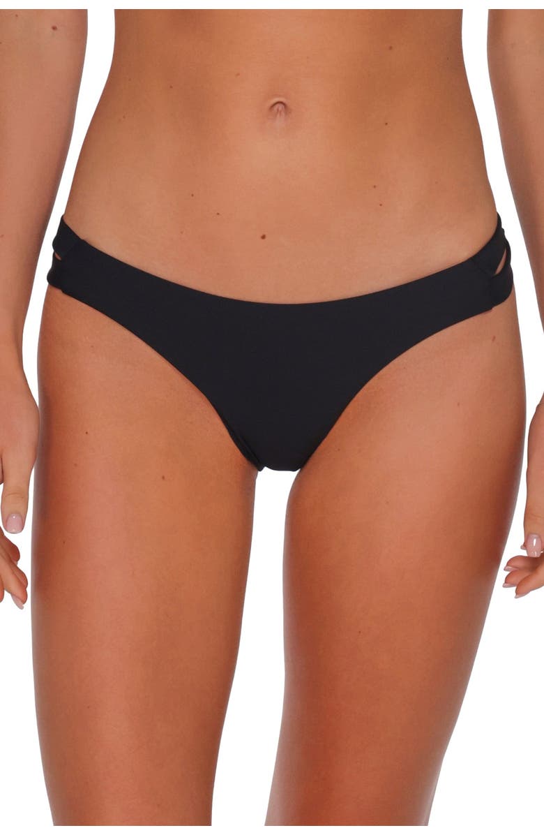 Sunsets Dora Double Tab Bikini Swim Bottoms, Alternate, color, Black