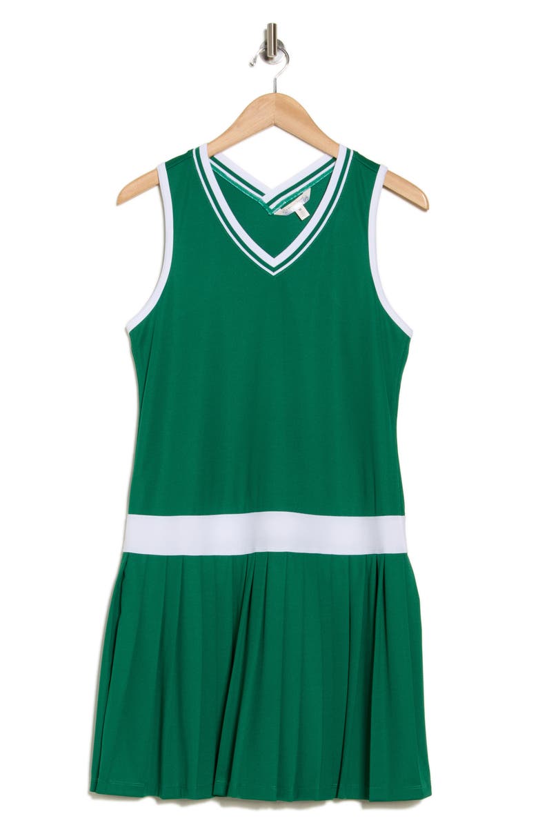 Nanette Lepore Play Championship Sleeveless Dress, Main, color, Verdant Green/ Bright White