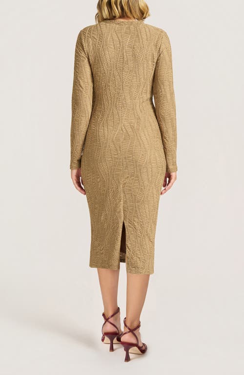 Matty M . Jasper Texture Long Sleeve Midi Dress In Brown
