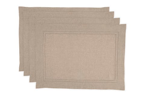 Linen Placemats - Linen Double Hemstitch, 14" x 19" Inch