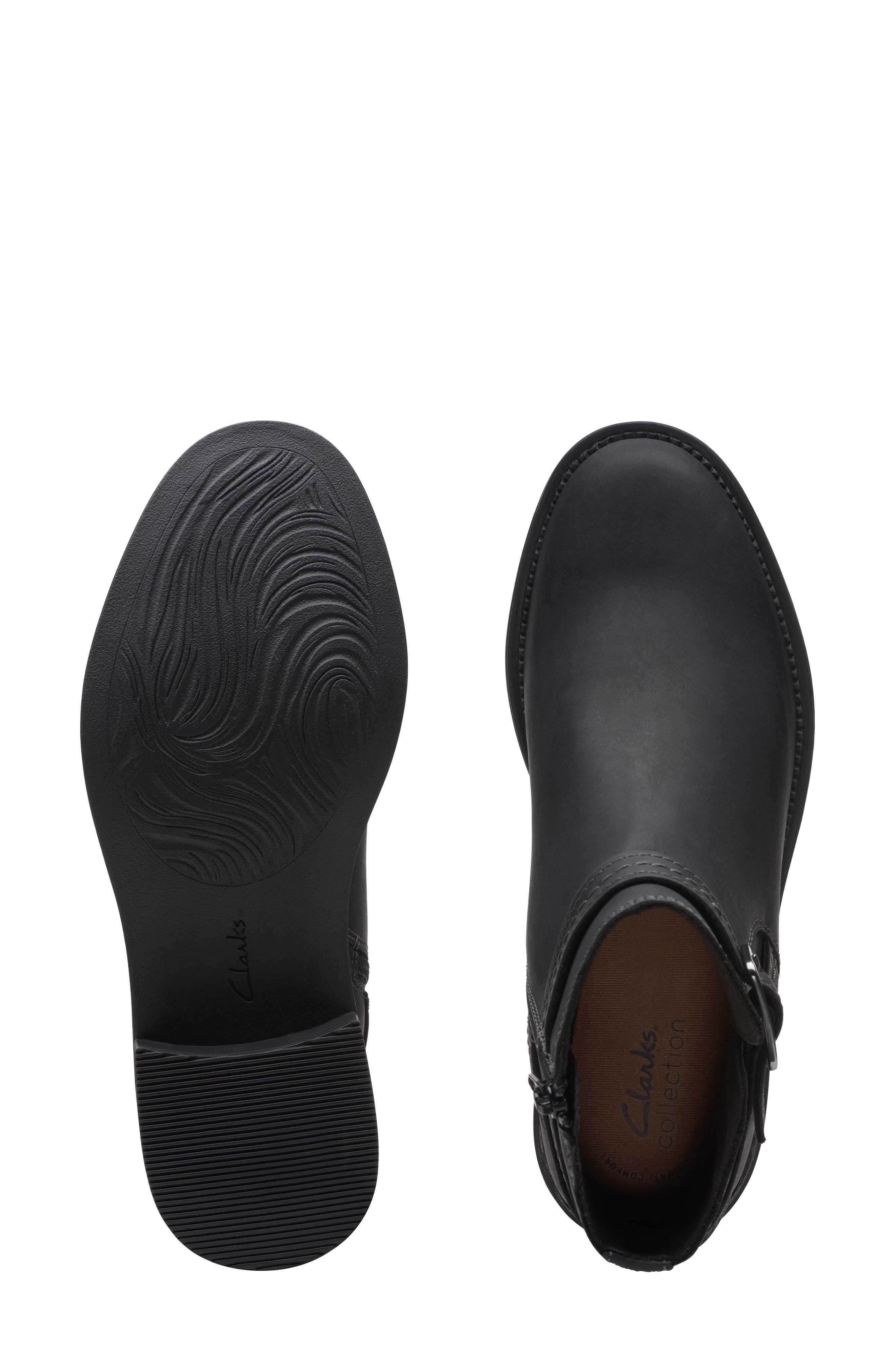 Clarks<sup>®</sup> Maye Buckle Strap Boot, Alternate, color, Black Leather