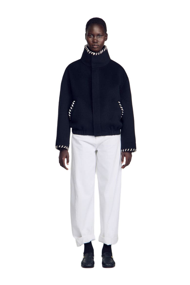 Jacket with topstitched details, Main, color, Black