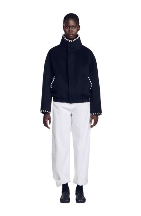 Jacket with topstitched details