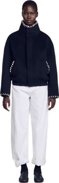 SANDRO Jacket with topstitched details