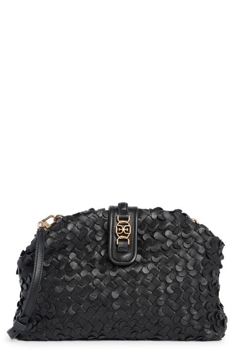 Bianka Woven Leather Frame Clutch