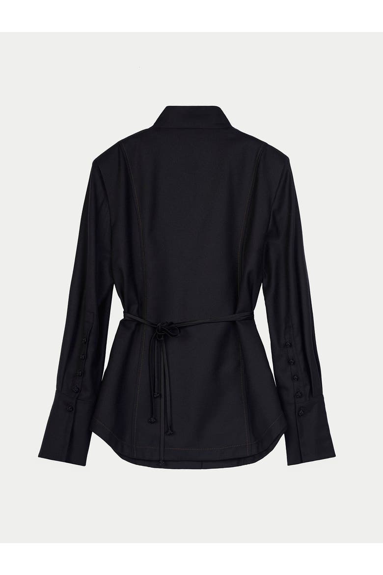 Cashmere Stand-Collar Shirt, Alternate, color, black