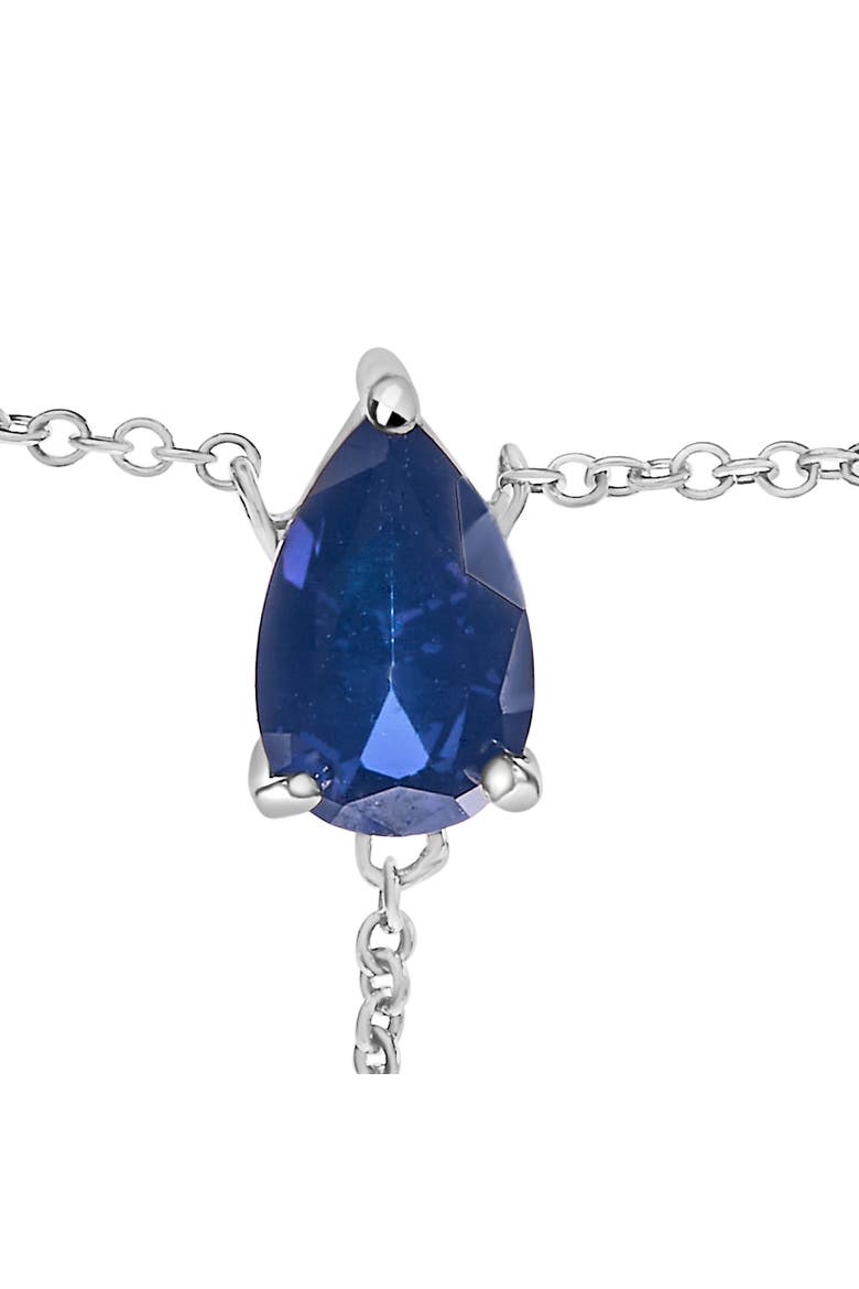 Sterling Silver Created Blue Sapphire and Diamond Accent Y Necklace, Alternate, color, Silver