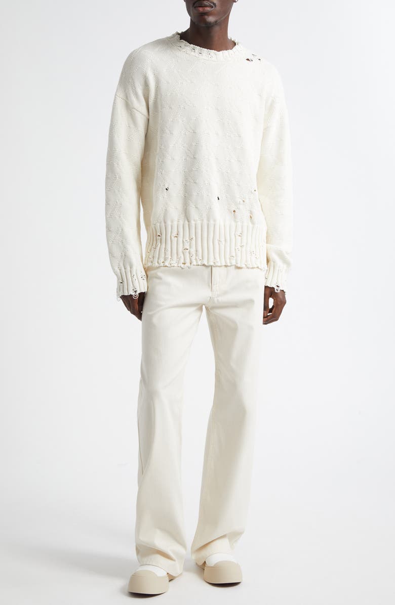 Marni Trunkaroo Plaque Wide Leg Jeans, Alternate, color, 00W08 Bone