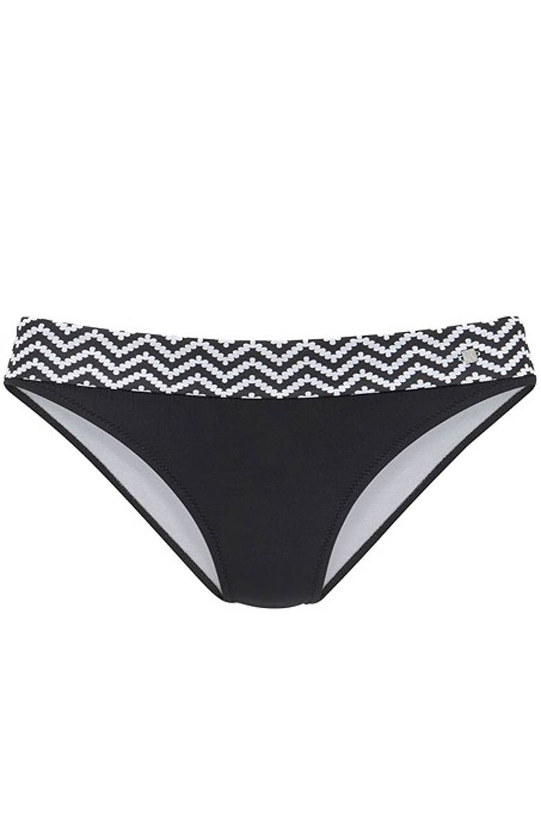 LASCANA Chevron Fold Over Bikini Bottom, Alternate, color, Black & White