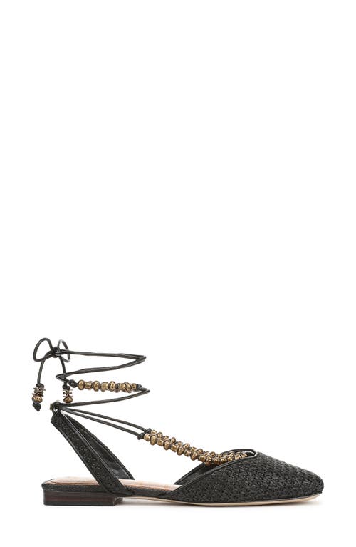Sam Edelman Lily Ankle Wrap Mule Black Raffia In Black