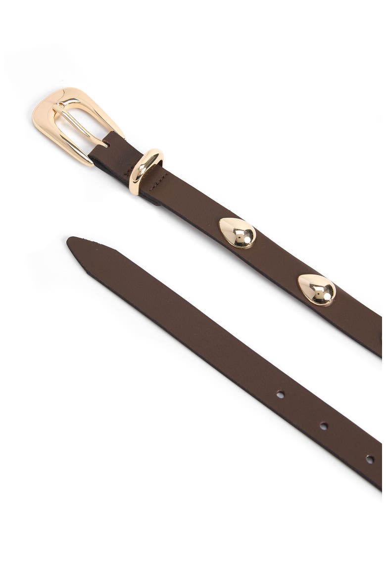 Teardrop Studded Leather Belt, Alternate, color, COFFEE