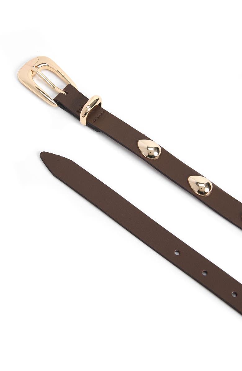Ettika Teardrop Studded Leather Belt, Alternate, color, Coffee