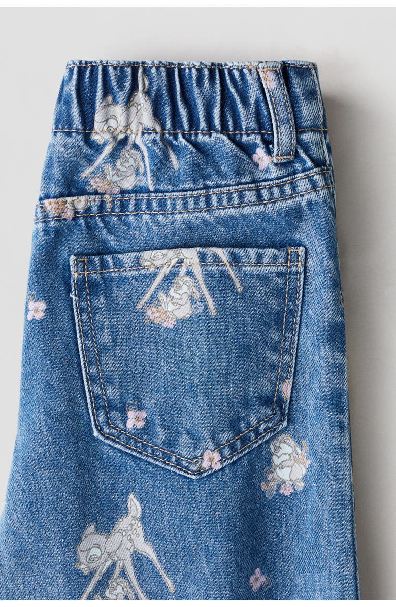 H&M Printed Wide Leg Jeans, Alternate, color, Denim Blue/Bambi