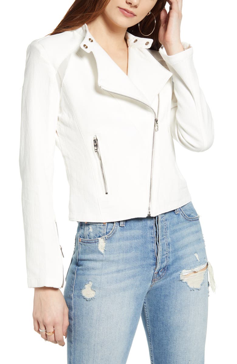 BLANKNYC Mesh Panel Moto Jacket, Alternate, color,