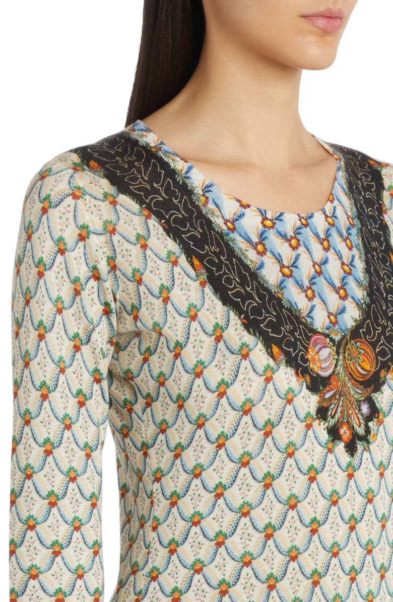 Etro Mixed Print Silk & Cashmere Sweater, Alternate, color,