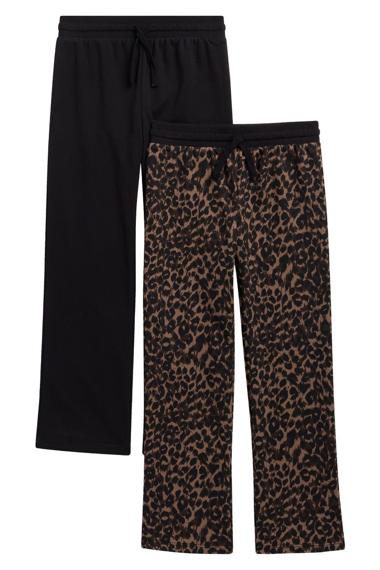 Kids' 2-Pack Wide Leg Pants, Main, color, LEOPARD/ BLACK