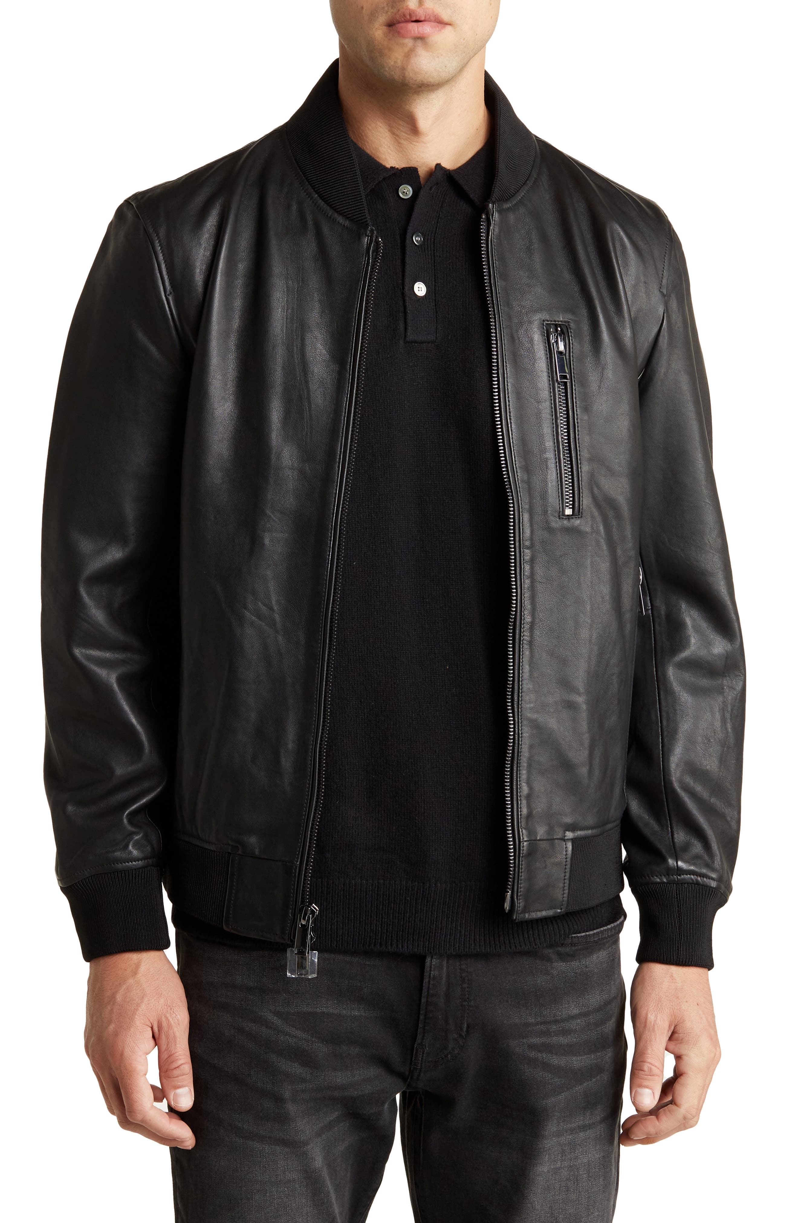 Slate & Stone Leather Bomber Jacket (Men) | Nordstromrack