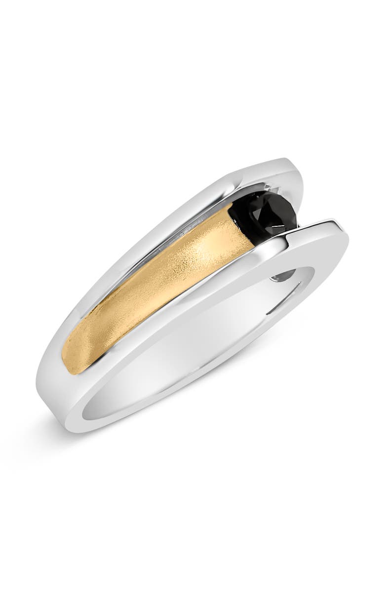 Haus of Brilliance Men's 14K Yellow Gold Plated Sterling Silver 1/2 Cttw Black Diamond Band Ring, Alternate, color, Yellow Gold Over Silver