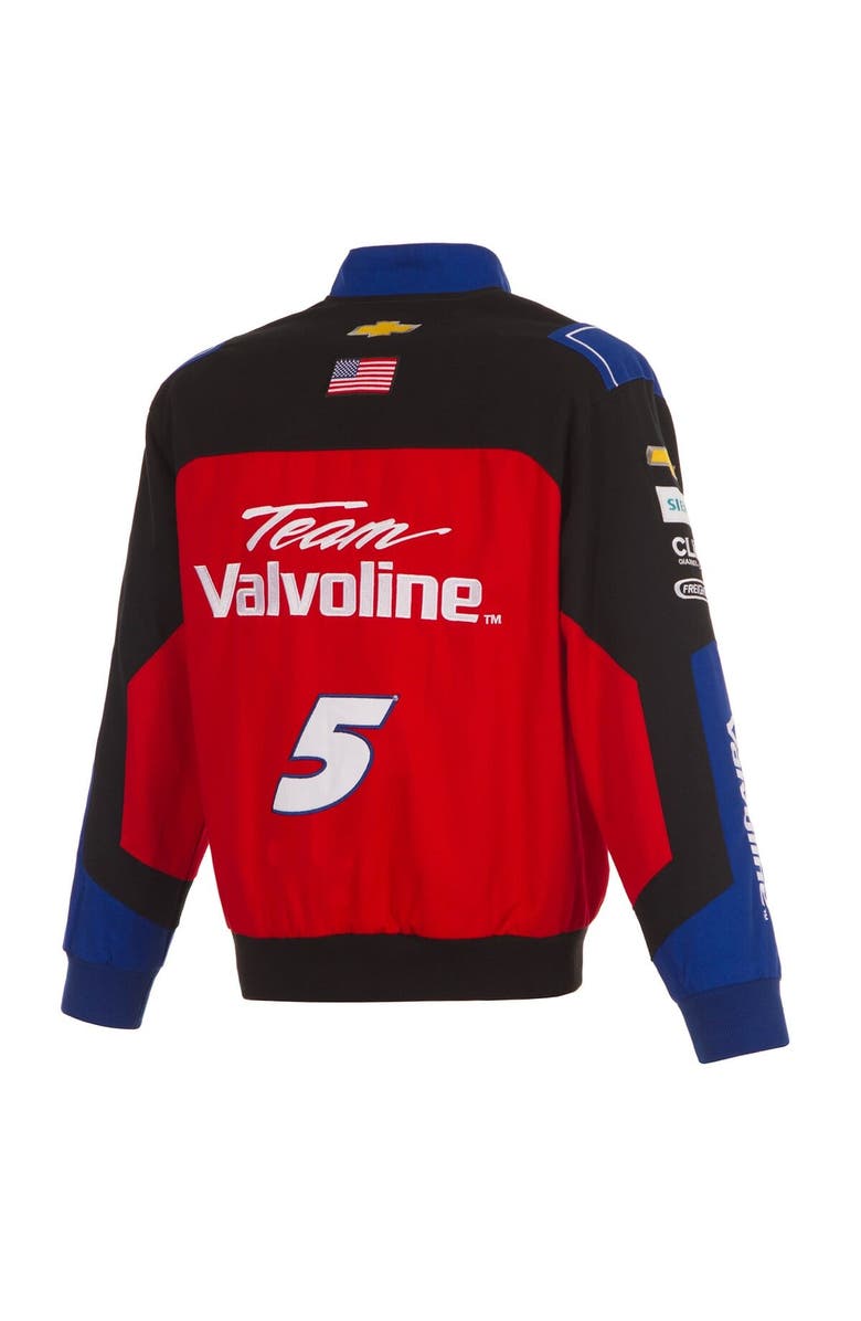 JH DESIGN Men's JH Design Black/Red Kyle Larson Valvoline Full-Snap Twill Uniform Jacket, Alternate, color, Black