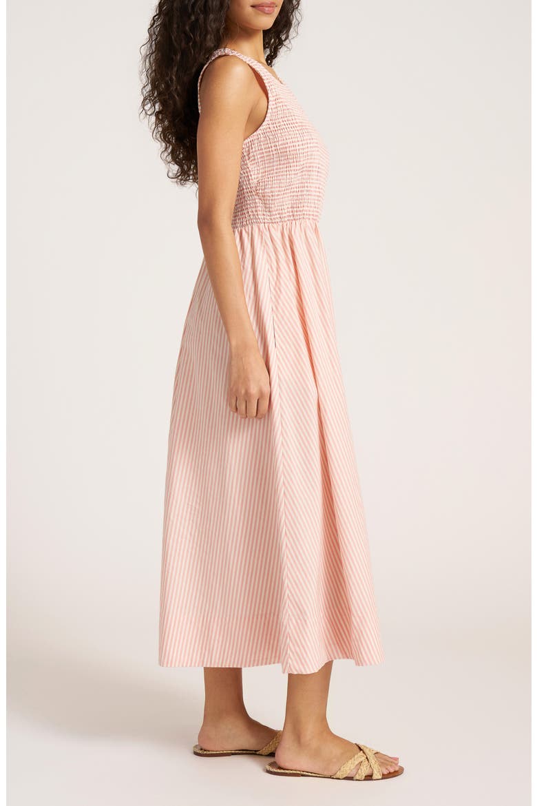 Verona Stripe Midi Dress, Alternate, color, CORAL