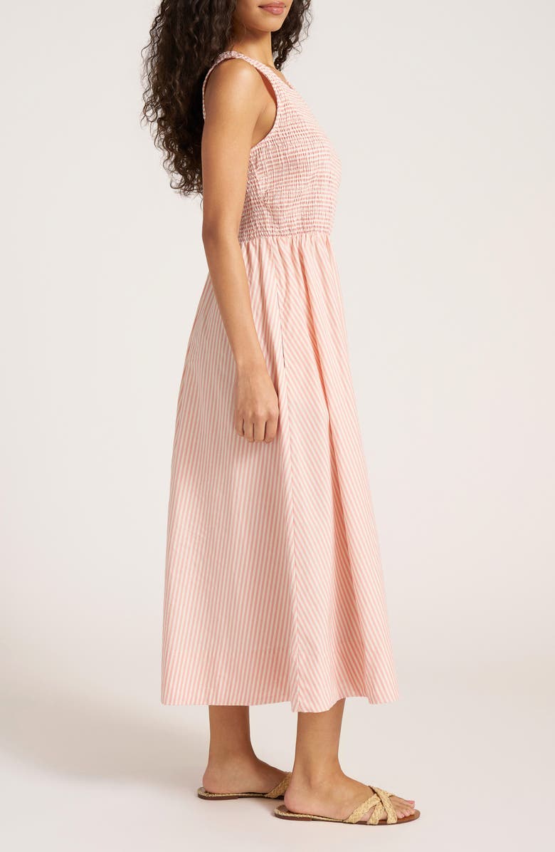 matty m. Verona Stripe Midi Dress, Alternate, color, Coral