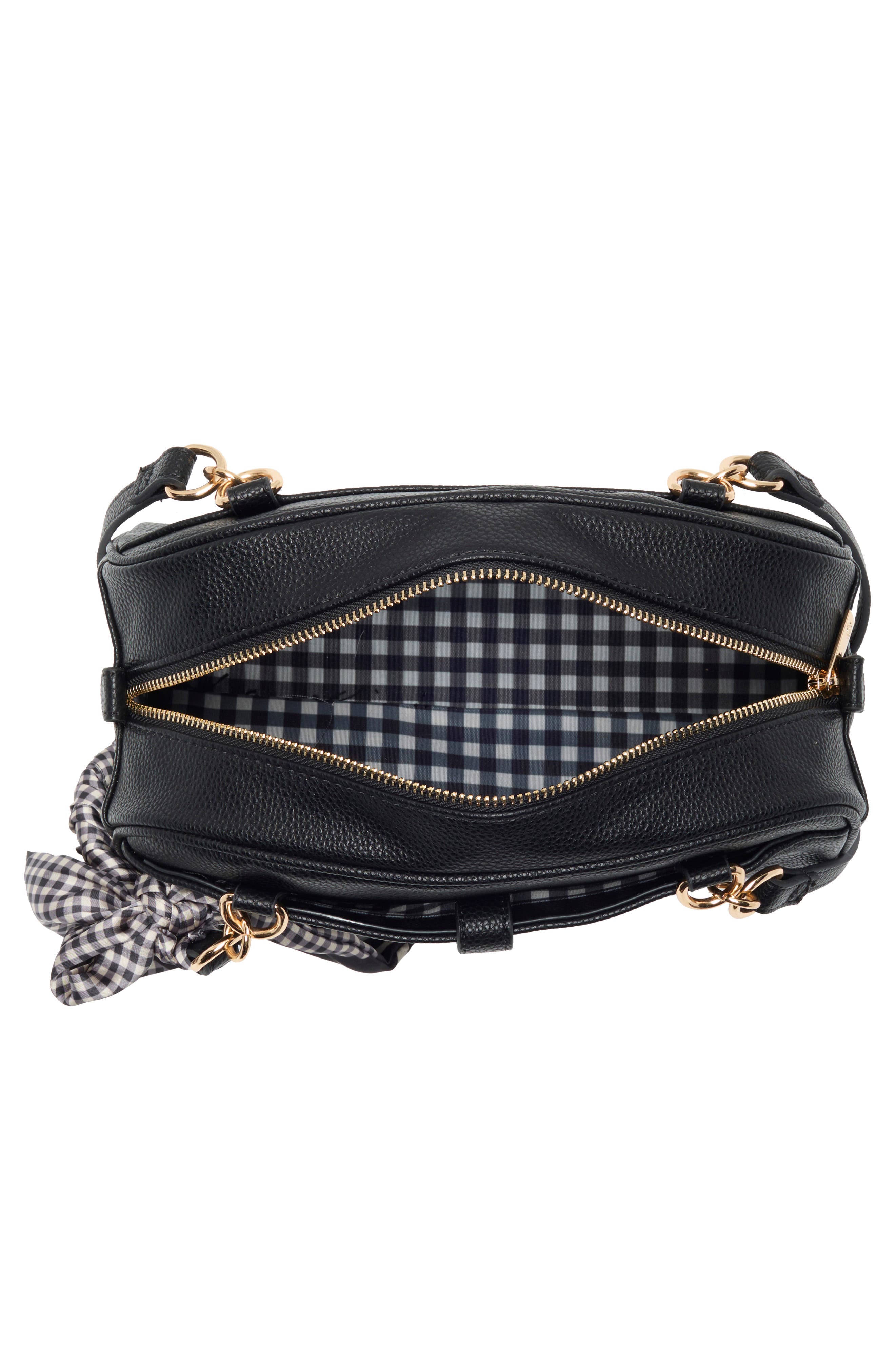 Soft Pebble Shoulder Bag with Scarf, Alternate, color, BLACK