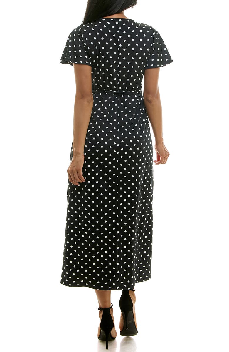 Nina Leonard Tie Waist Maxi Dress, Alternate, color, Black/ Ivory