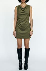 VERO MODA Bella Faux Suede Cowl Neck Sleeveless Shift Dress