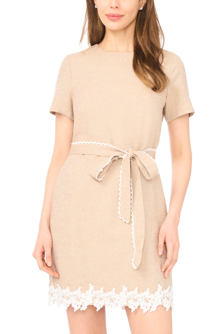 Lace Trim A-Line Minidress, Alternate, color, TOFFEE