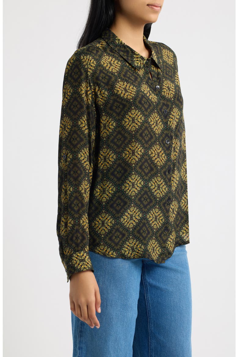 Print Roll Tab Sleeve Shirt, Alternate, color, MOSS/TOASTED OCHRE