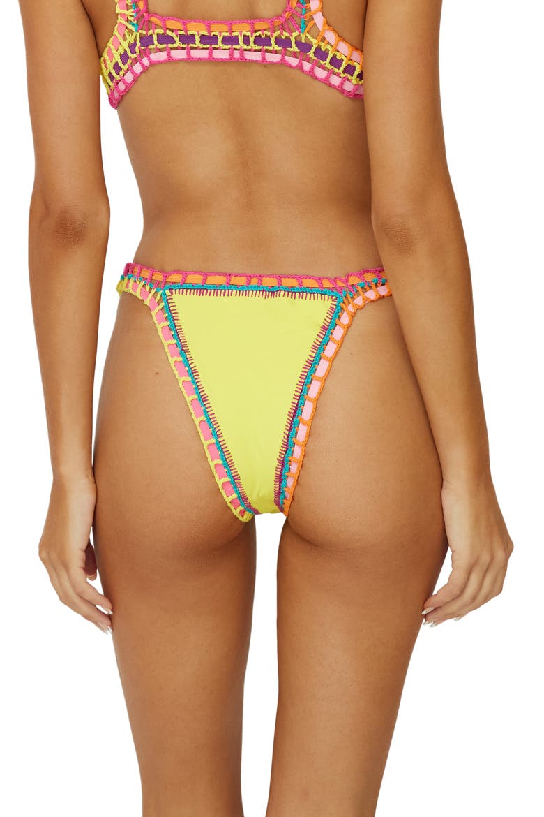 Colorful Whipstitch Trim Bikini Bottoms, Alternate, color, DANDELION