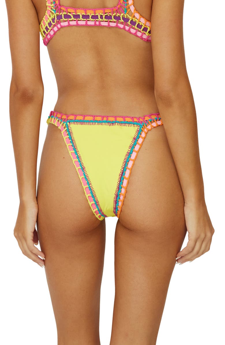 PQ SWIM Colorful Whipstitch Trim Bikini Bottoms, Alternate, color, Dandelion