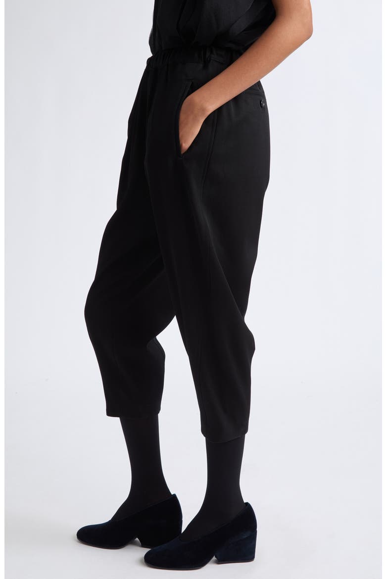 Wool Doeskin Elastic Waist Crop Pants, Alternate, color, BLACK