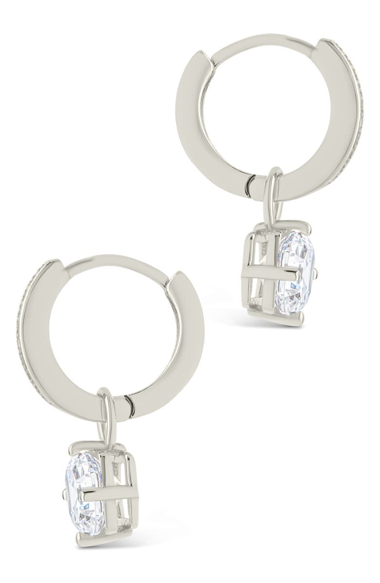 Sterling Forever Augusta Asscher Cubic Zirconia Drop Hoop Earrings, Alternate, color, Silver