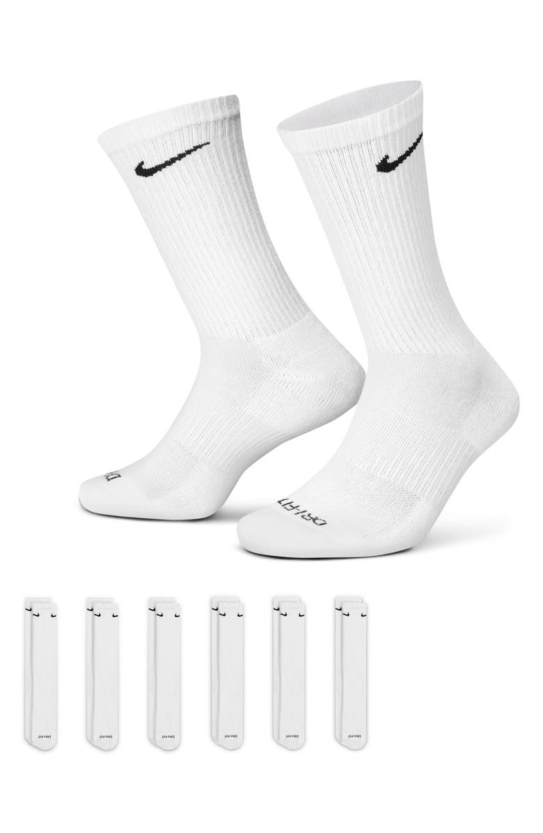 Nike Kids' 6-Pack Crew Socks, Alternate, color, White/ Black