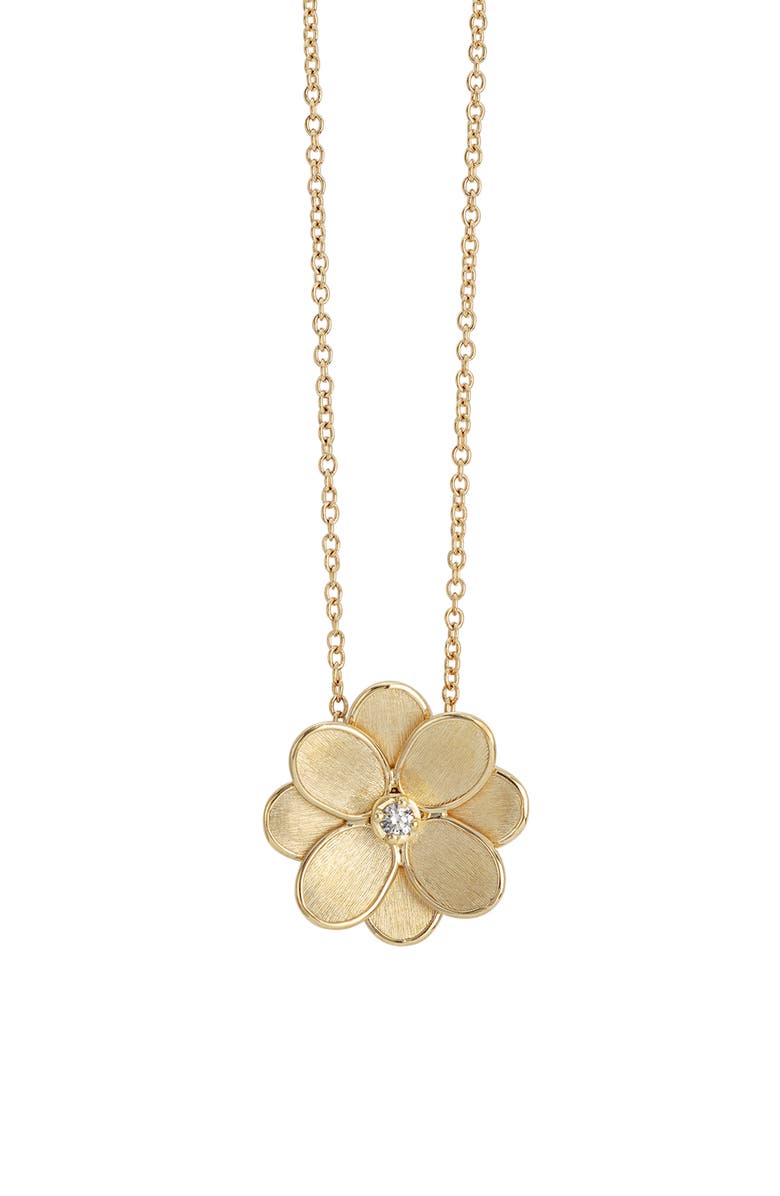Marco Bicego Petali 18K Yellow Gold & Diamond Small Flower Pendant Necklace, Main, color,