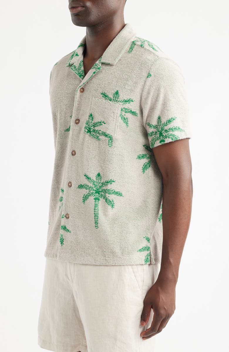 Marine Layer Terry Cloth Camp Shirt, Alternate, color, Marled Pink