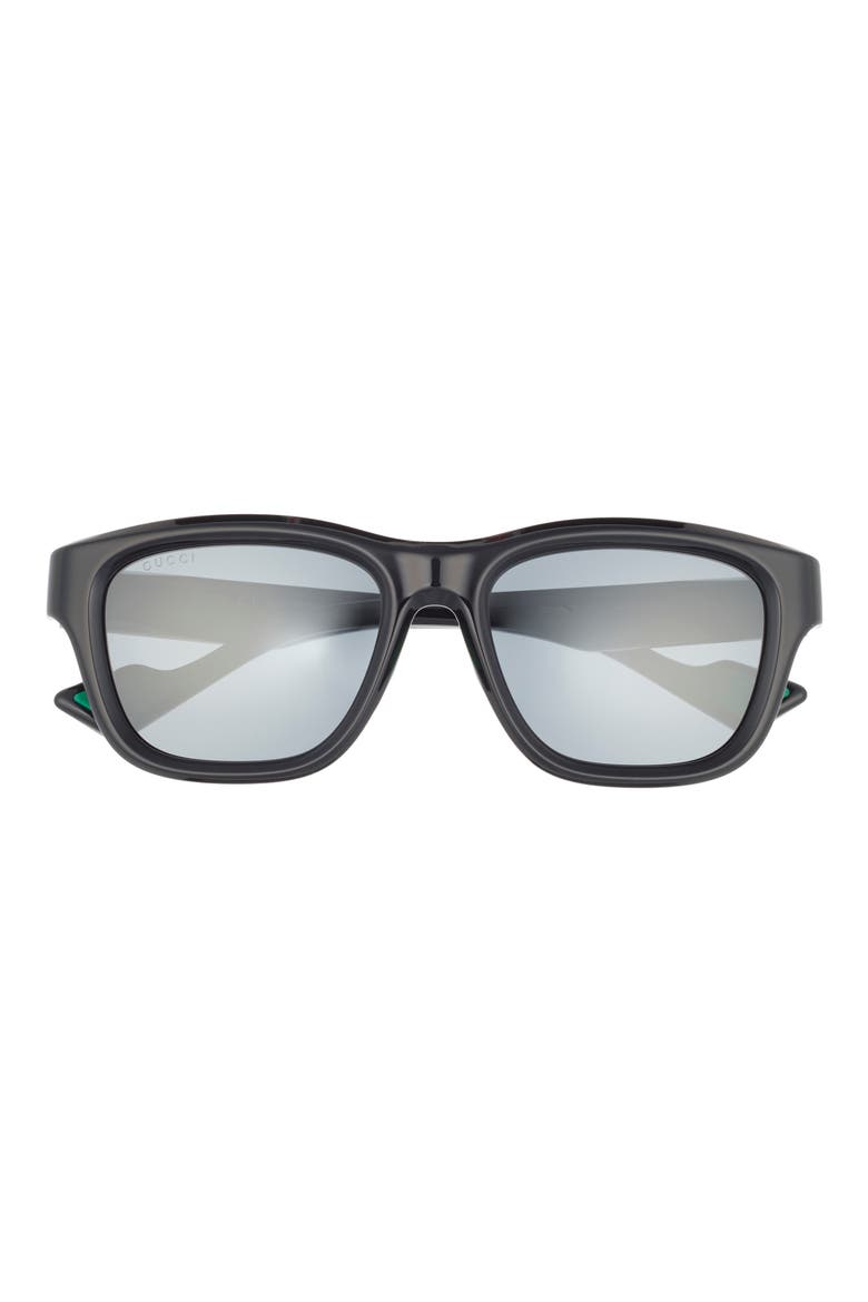 54mm Mirrored Square Sunglasses, Main, color, BLACK BLACK GREY