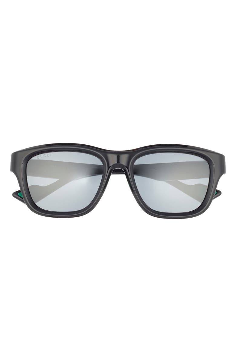 Gucci 54mm Mirrored Square Sunglasses, Main, color, Black Black Grey