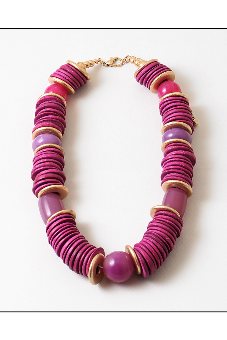 Saturday Plans Purple Beaded Necklace, Main, color, Pink