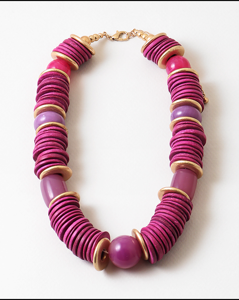 Saturday Plans Purple Beaded Necklace
