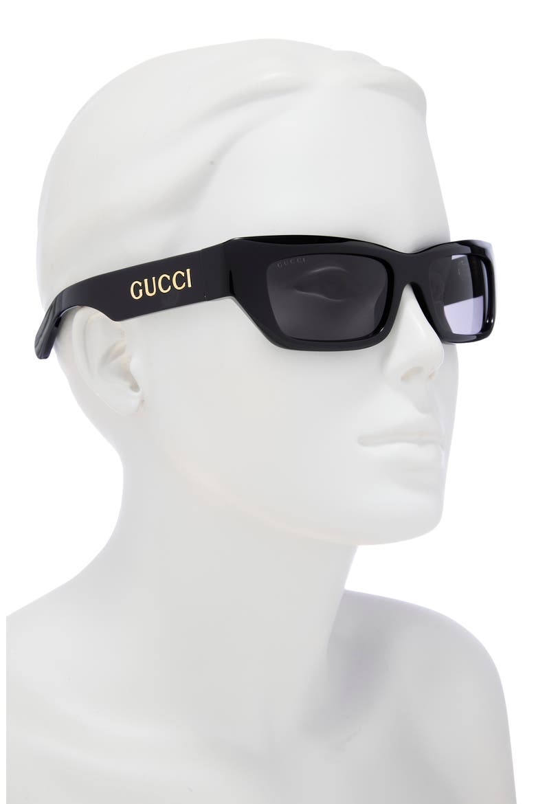 55mm Rectangular Sunglasses, Alternate, color, BLACK BLACK GREY