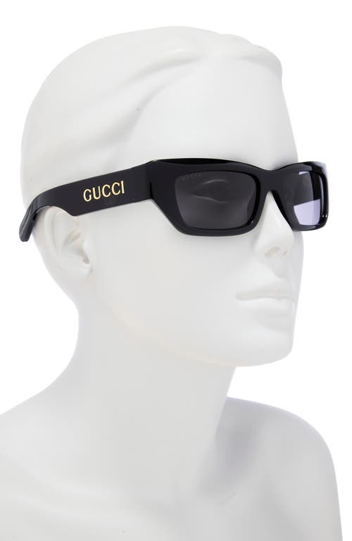Gucci 55mm Rectangular Sunglasses In Black Black Grey