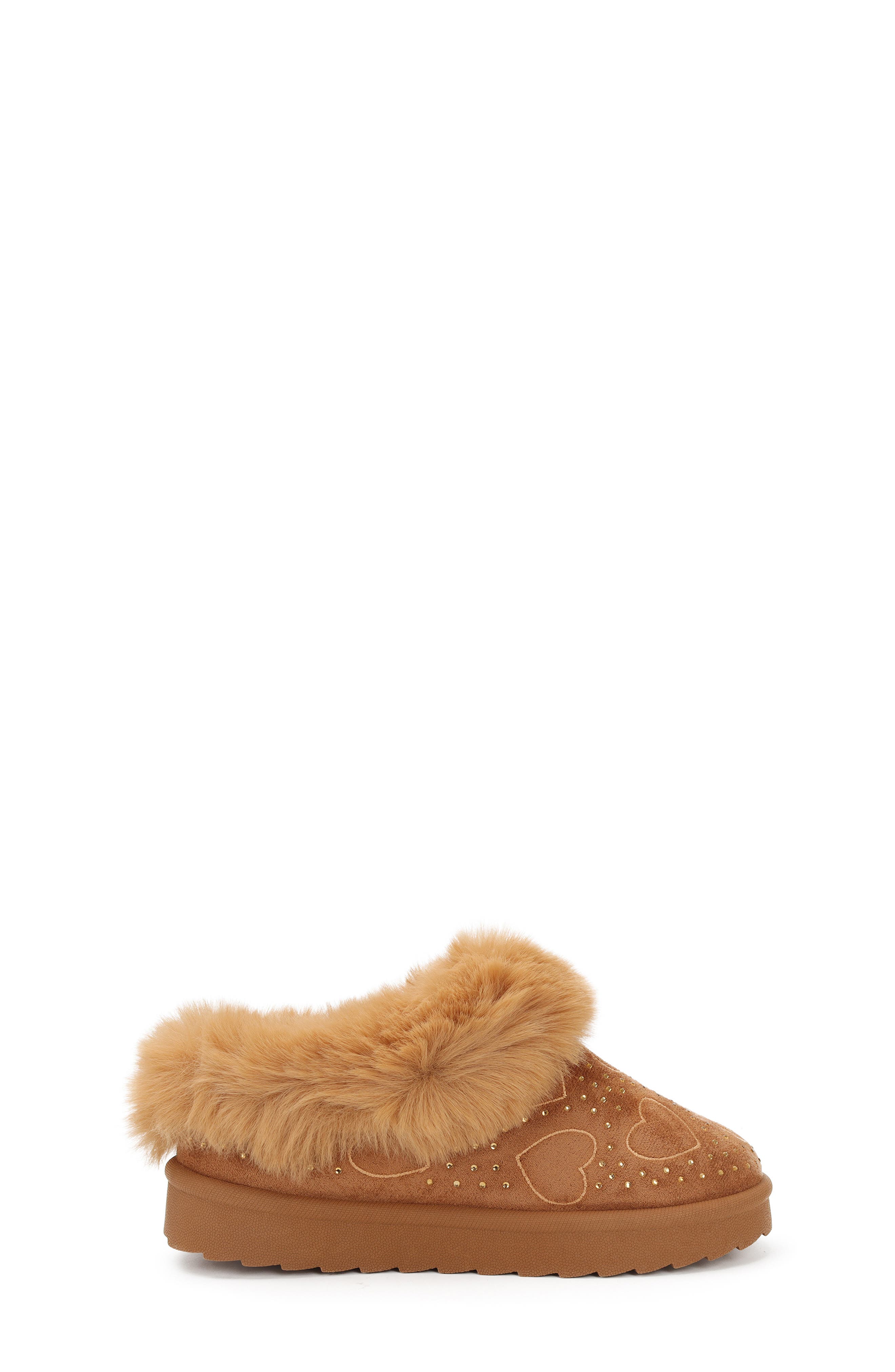 Kids' Stone Fuzzy Faux Fur Slipper, Alternate, color, SAND