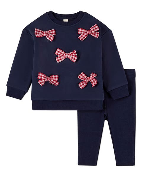 2 Piece The Gingham Bow Sweatshirt and Pants Set