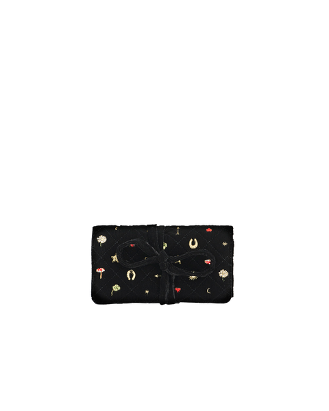 Quilted Celestial Velvet Embroidered Jewellery Roll