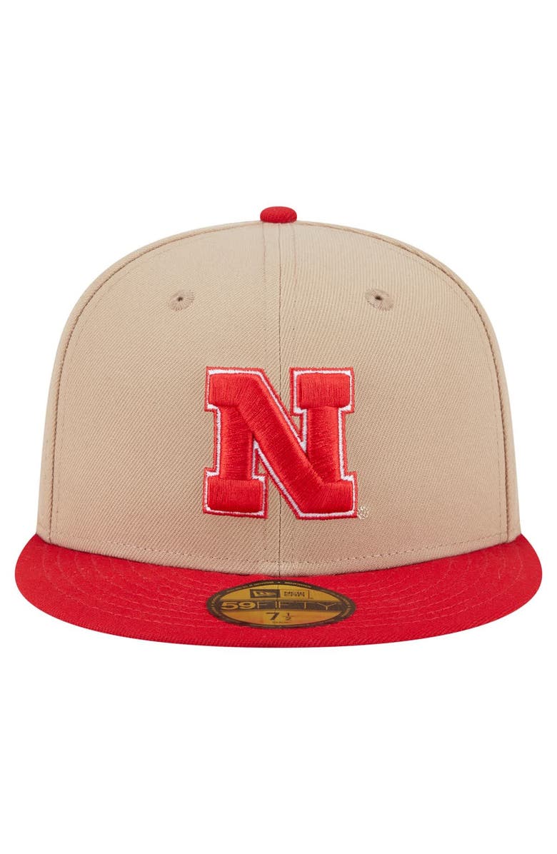 New Era Men's New Era  Khaki Nebraska Huskers Two-Tone 59FIFTY Fitted Hat, Alternate, color, Khaki