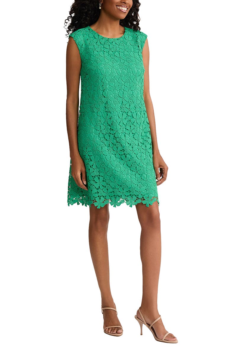 Jones New York Floral Lace Shift Dress, Alternate, color, Kelly